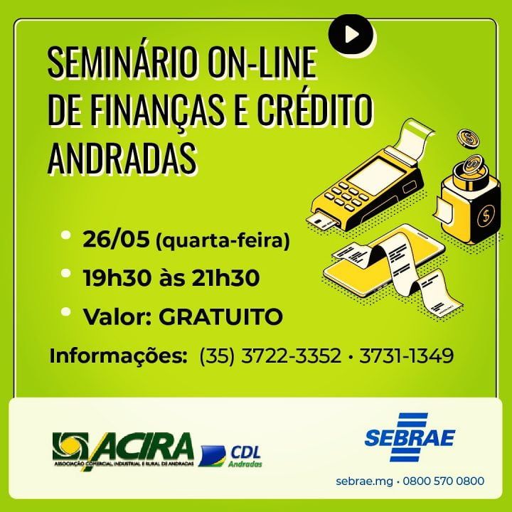 Seminário on-line de finanças e crédito.